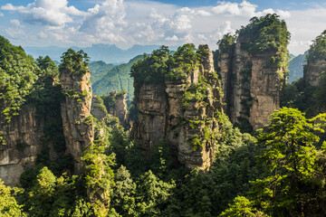 Rocky pinnacles in Zhangjiajie National Forest Park in Hunan province, China