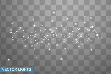 Set of glowing lights effects isolated on transparent background. Sun flash with rays and spotlight. Glow light effect. Star burst with sparkles.