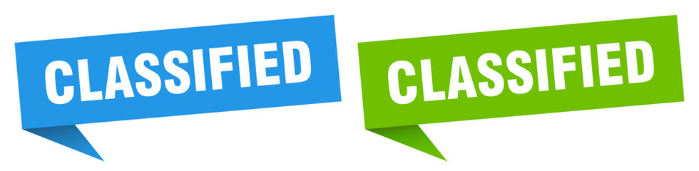 classified banner. classified speech bubble label set. classified sign