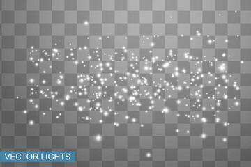 Set of glowing lights effects isolated on transparent background. Sun flash with rays and spotlight. Glow light effect. Star burst with sparkles.