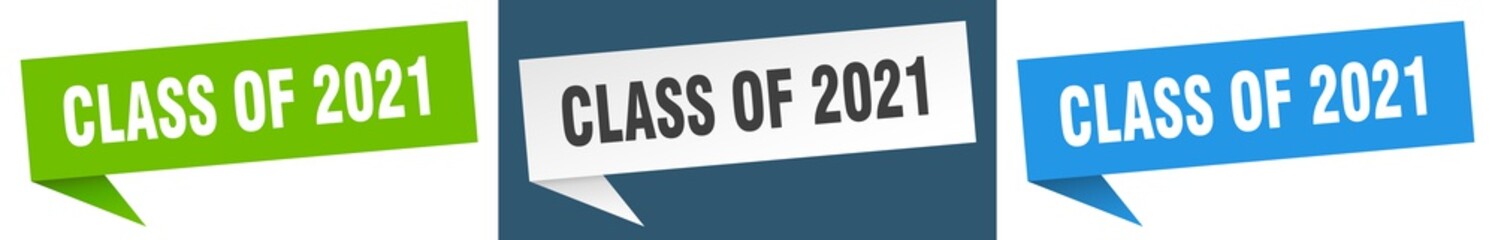 class of 2021 banner. class of 2021 speech bubble label set. class of 2021 sign