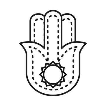 Indian hamsa hand line style icon vector design