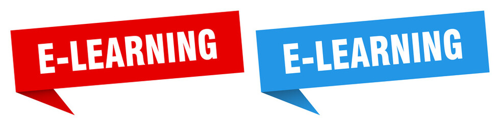 e-learning banner. e-learning speech bubble label set. e-learning sign