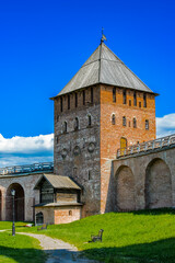 Fototapeta na wymiar It's Tower of the Novgorod Kremlin, Historic Monuments of Novgorod and Surroundings, UNESCO World Heritage Site, Novgorod, Russia