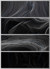 Obraz na płótnie Canvas The minimalistic vector illustration of the editable layout of headers, banner design templates. Smooth smoke wave, hi-tech concept black color techno background.