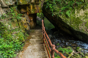 Path in Wulingyuan Scenic and Historic Interest Area in Zhangjiajie National Forest Park in Hunan province, China