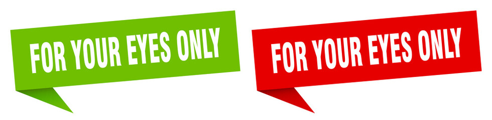 for your eyes only banner. for your eyes only speech bubble label set. for your eyes only sign