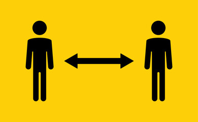 Keep your distance. Social preventive measure for coronavirus prevention. Warning sign with person icon.