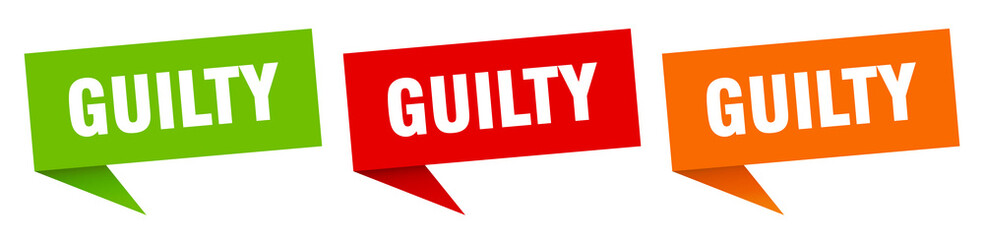 guilty banner. guilty speech bubble label set. guilty sign