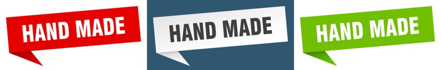 hand made banner. hand made speech bubble label set. hand made sign