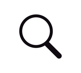 Search Icon, magnifying glass vector, lens cristal, isolated on white