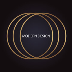 Abstract geometric modern luxury design with golden rings on dark background