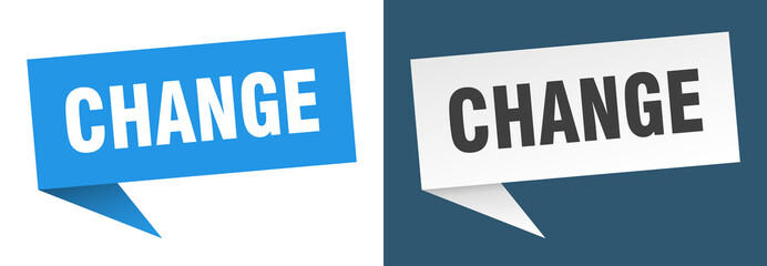 change banner. change speech bubble label set. change sign