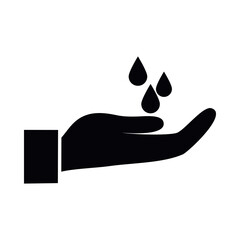 open hand with drops silhouette style icon vector design