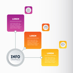 Business presentation or infographic with 3 options. Example of a chart, mindmap or diagram with three steps. Annual report, Infographics or mind map of technological or education process.