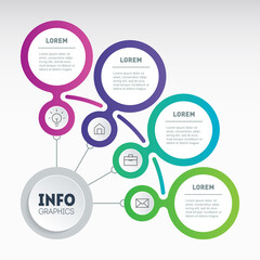 Fototapeta premium Business presentation or info graphics concept with four steps. Sales funnel. Infographic of technology or education process with 4 options. Segmented report.
