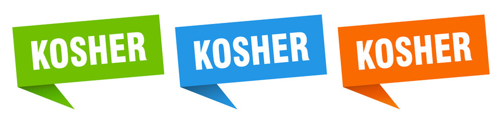 kosher banner. kosher speech bubble label set. kosher sign