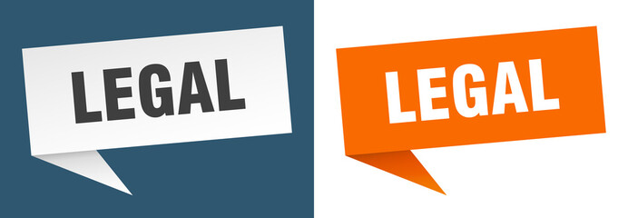 legal banner. legal speech bubble label set. legal sign