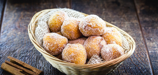 fried sweet from Brazil, made with cinnamon, refined sugar and flour. Known as a rain cookie or 