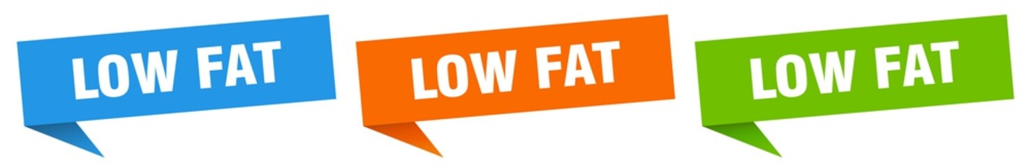 low fat banner. low fat speech bubble label set. low fat sign