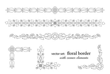 Florale Bordüren Sammlung, 
Vektor Illustration 
 - obrazy, fototapety, plakaty
