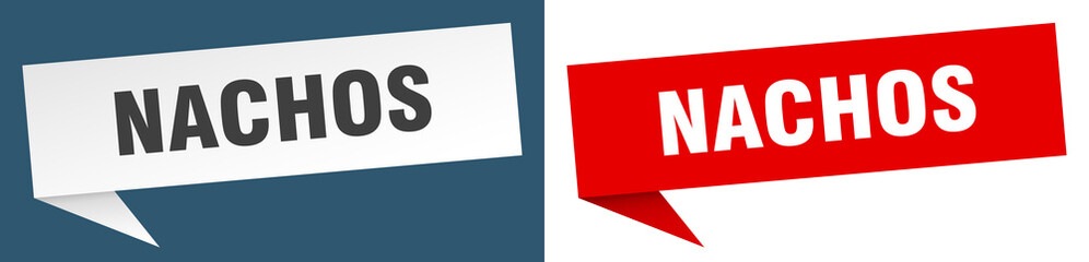 nachos banner. nachos speech bubble label set. nachos sign