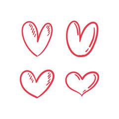Hand drawn hearts. Set of Heart doodles for valentine's day design or wedding card invitation.