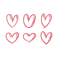 Hand drawn hearts. Set of Heart doodles for valentine's day design or wedding card invitation.