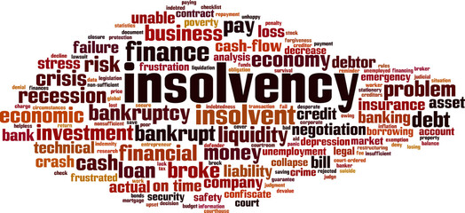 Insolvency word cloud concept. Collage made of words about insolvency. Vector illustration
