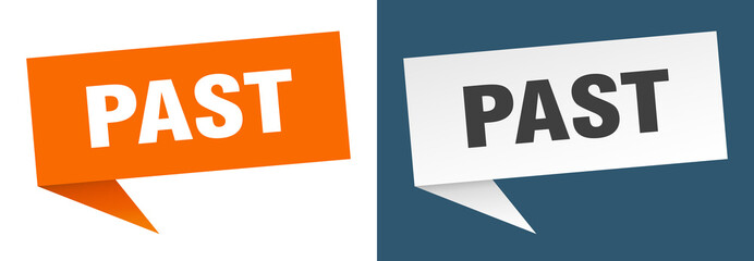 past banner. past speech bubble label set. past sign