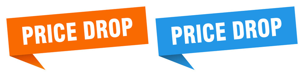 price drop banner. price drop speech bubble label set. price drop sign