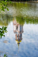 It's Reflection of the Resurection Cathedral, an orthodox church in Staraya Russa, a town in Novgorod District, Russia