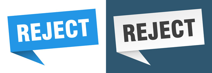reject banner. reject speech bubble label set. reject sign