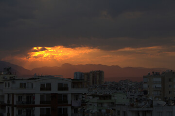 sunset over the city