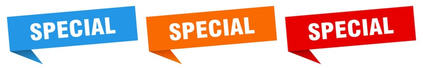 special banner. special speech bubble label set. special sign