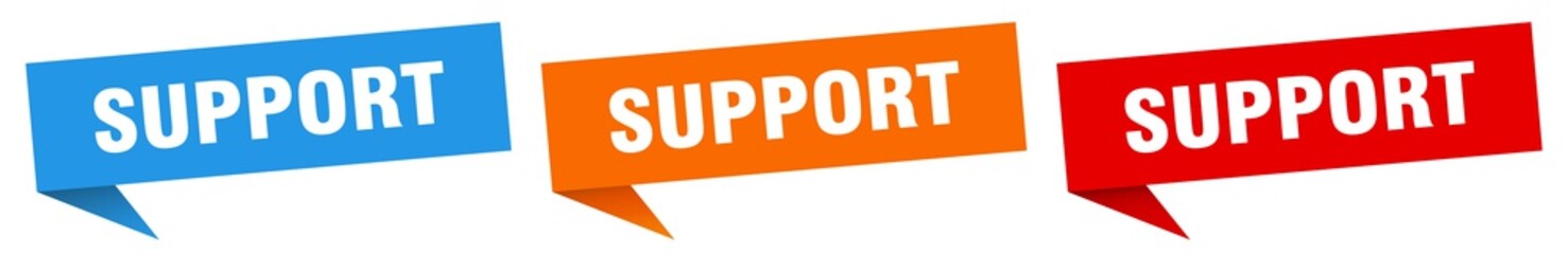 support banner. support speech bubble label set. support sign