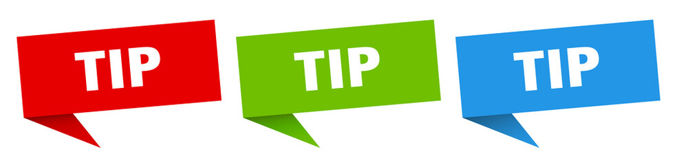 tip banner. tip speech bubble label set. tip sign
