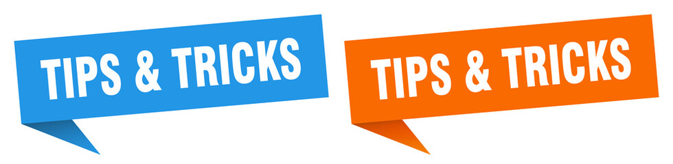 tips & tricks banner. tips & tricks speech bubble label set. tips & tricks sign