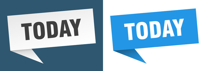 today banner. today speech bubble label set. today sign
