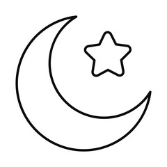 Eid mubarak moon with star line style icon vector design
