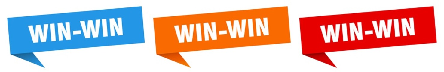 win-win banner. win-win speech bubble label set. win-win sign