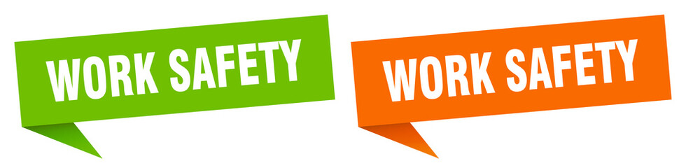 work safety banner. work safety speech bubble label set. work safety sign