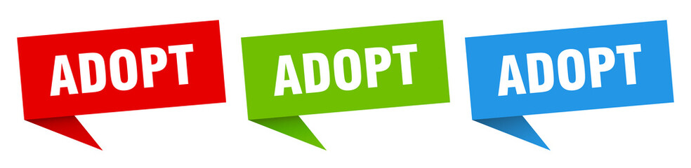 adopt banner. adopt speech bubble label set. adopt sign