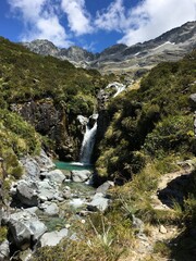 waiau pass glacier waterfall