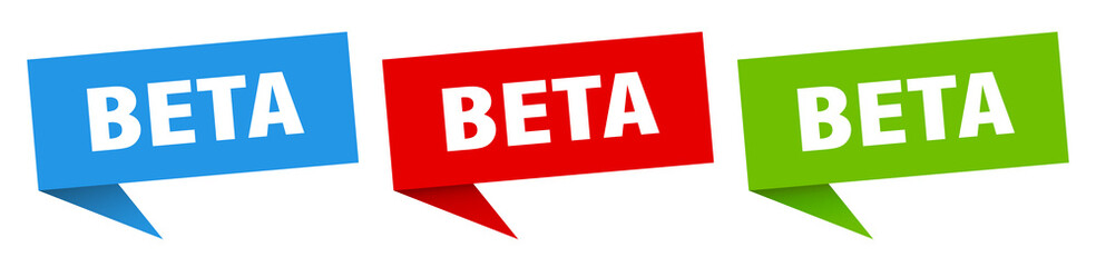 beta banner. beta speech bubble label set. beta sign