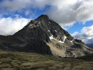 alpine view of rocky hill