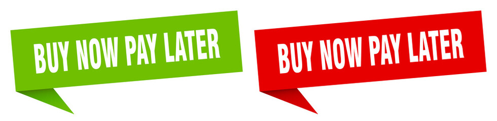 buy now pay later banner. buy now pay later speech bubble label set. buy now pay later sign