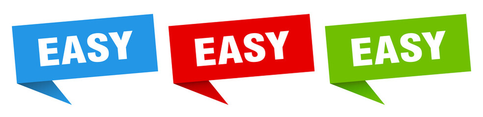 easy banner. easy speech bubble label set. easy sign