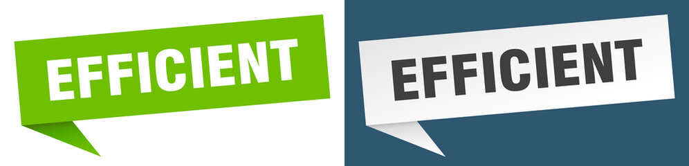 efficient banner. efficient speech bubble label set. efficient sign