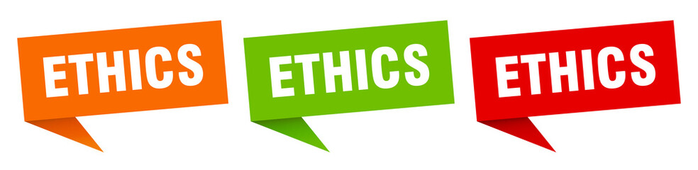 ethics banner. ethics speech bubble label set. ethics sign